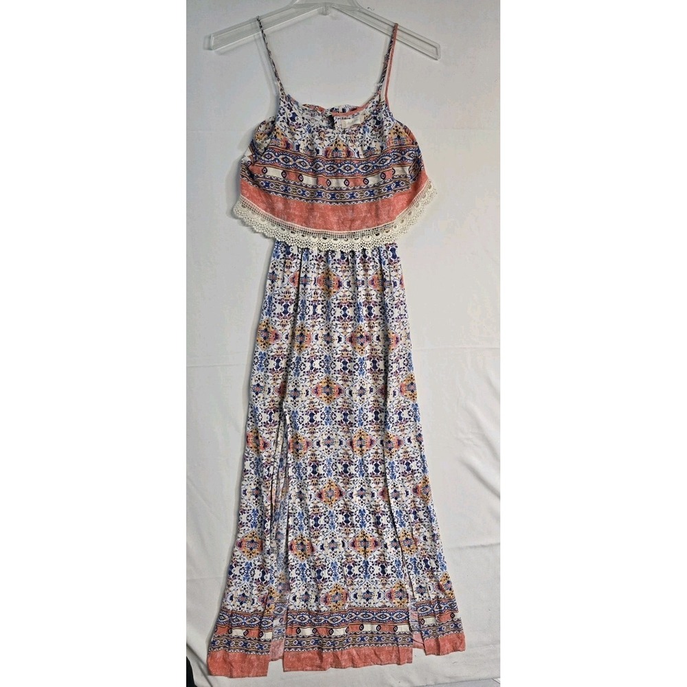 ALTAR'D STATE Floral Boho Chic Sleeveless Maxi Dress Small Front Slits